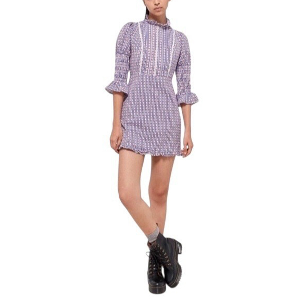 LAURA ASHLEY x URBAN OUTFITTERS Maisy Size XS Blue Red Mock Neck Mini Dress